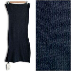 NOTE DI ANITA Italy Wool Cashmere Blend Knit Chunky Large Scarf Wrap Navy Blue